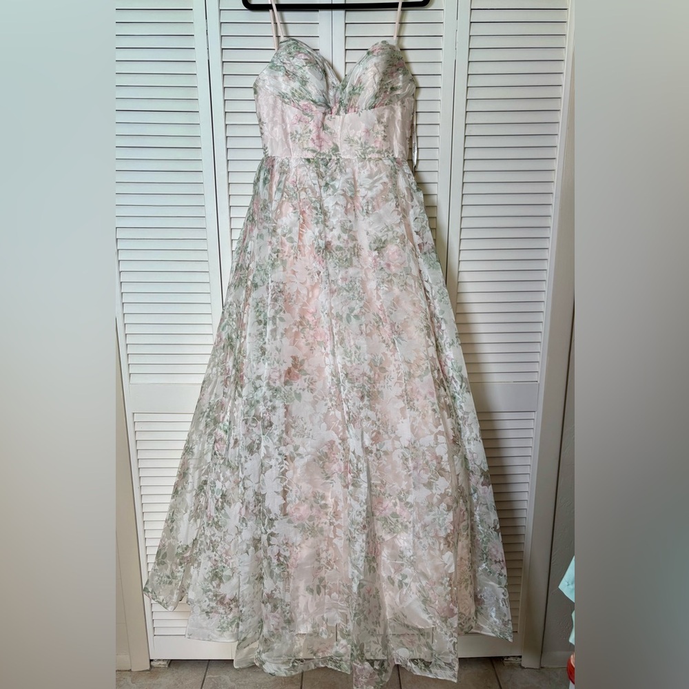 NWT Jovani Light Pink Floral A Line 37531 Gown 12 - Picture 4 of 13